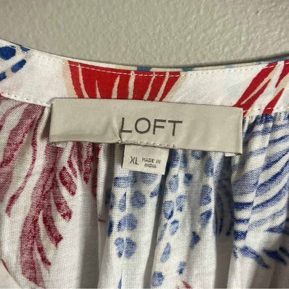 LOFT Size XL Angel Fish Swing Flowy Boho Summer Graphic Blouse Ocean Beach TT9 - Picture 5 of 6